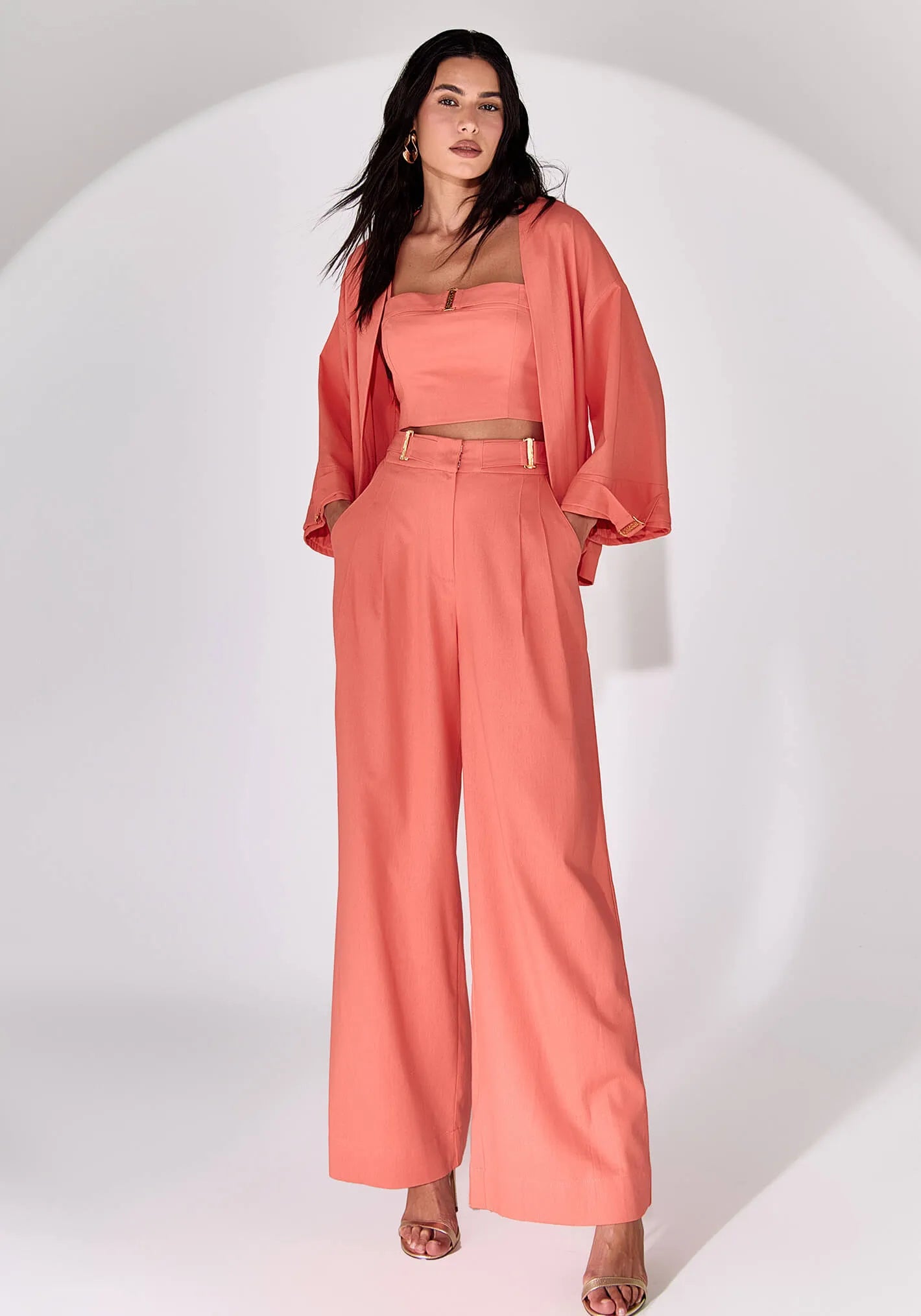 Calça Nuvvi Palazzo Sunset Coral