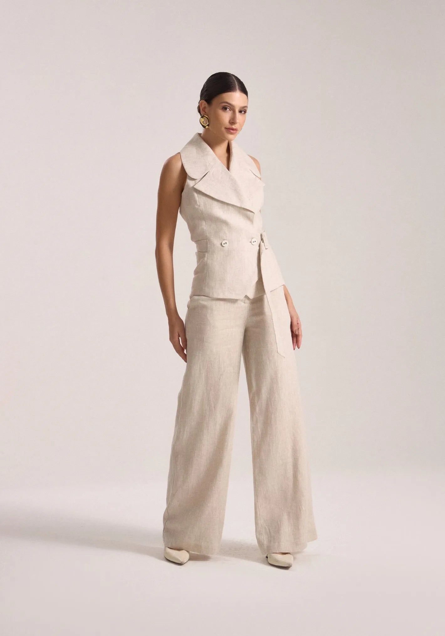 Calça Nuvvi Palazzo Linen Chic