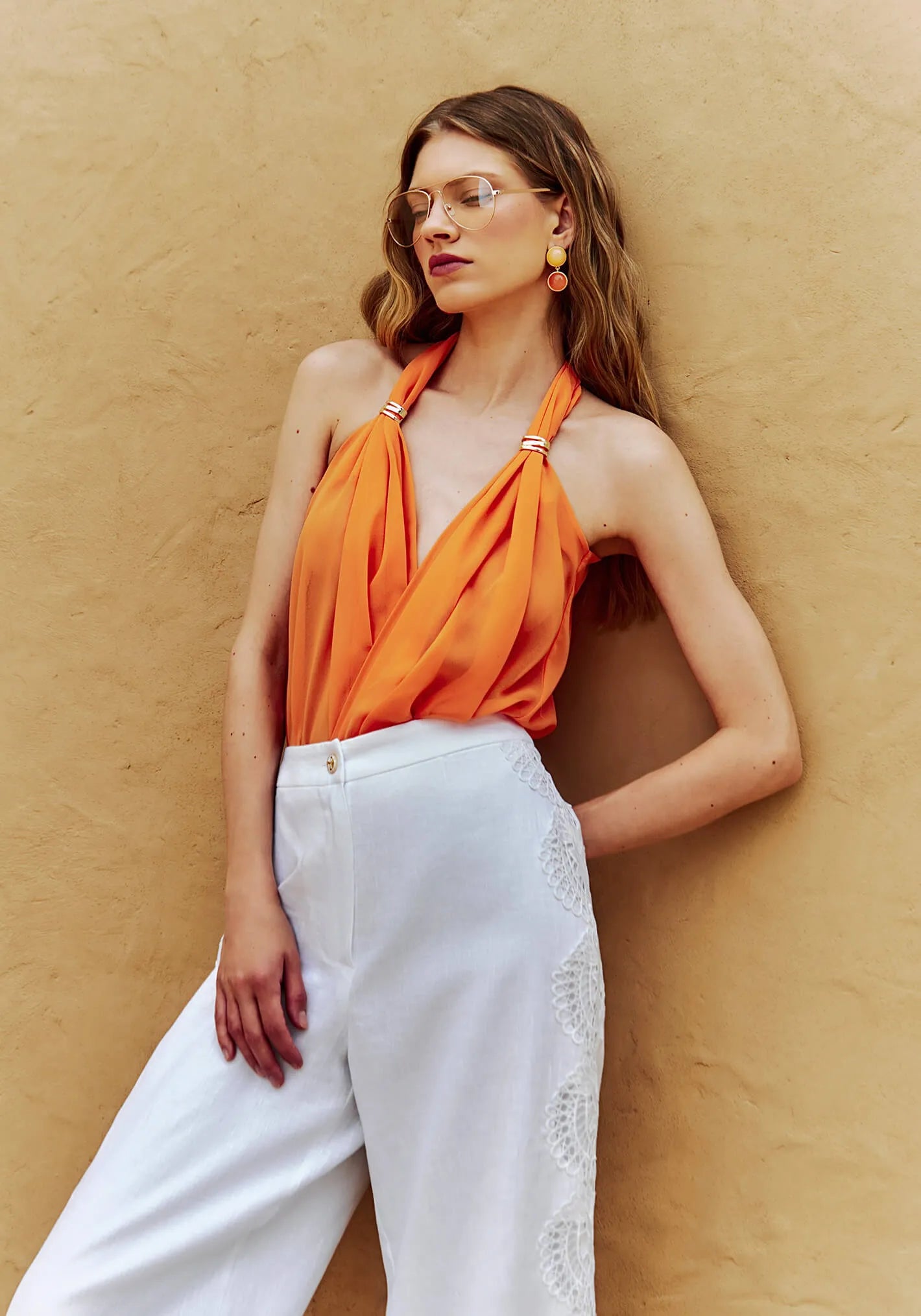 Blusa Nuvvi Drapeada Halter Sunlight