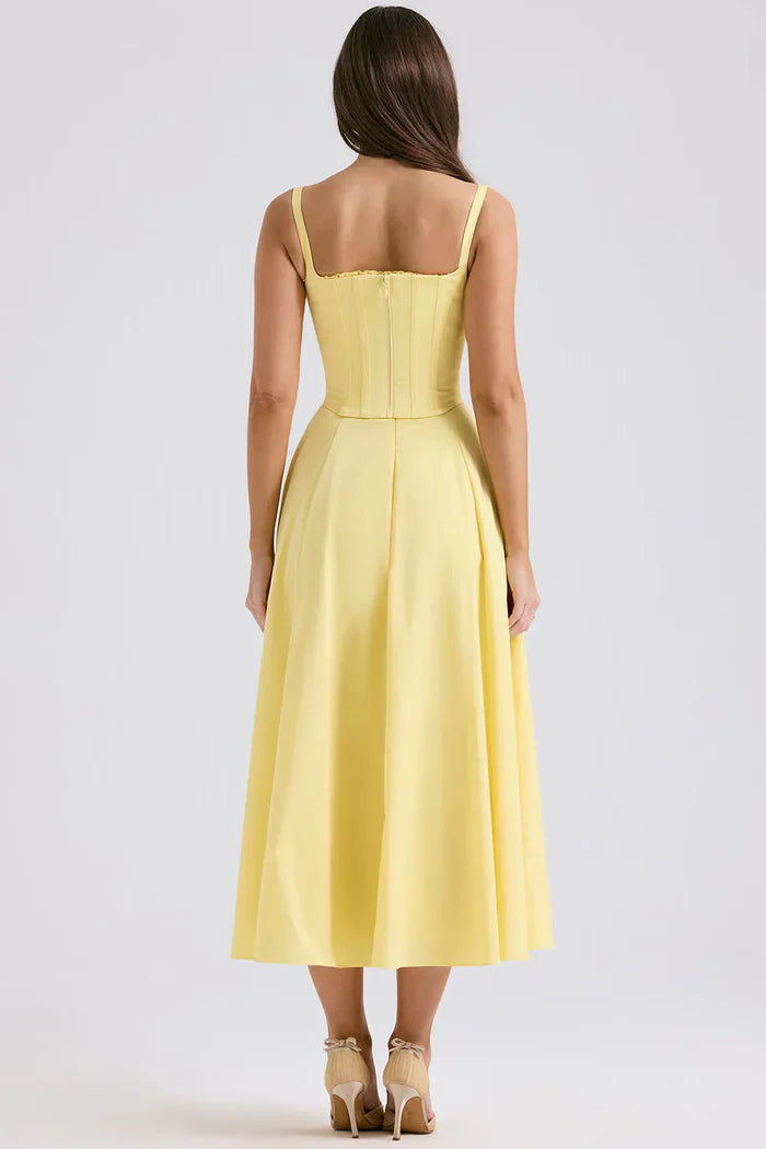 Vestido Midi Corsetado com Fenda Sunny Ray