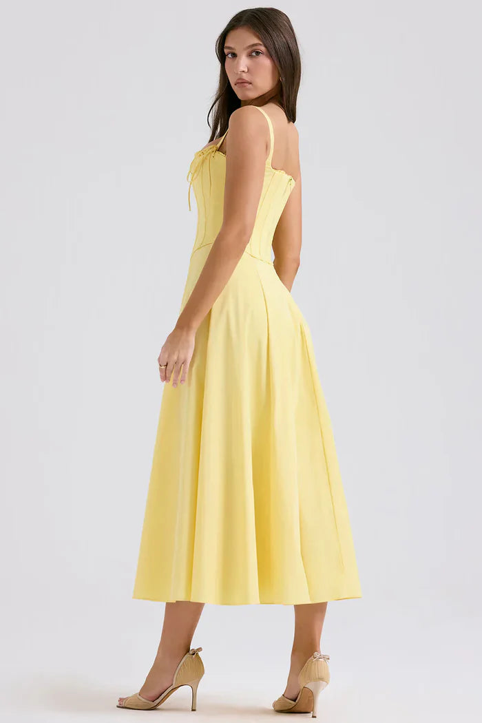 Vestido Midi Corsetado com Fenda Sunny Ray