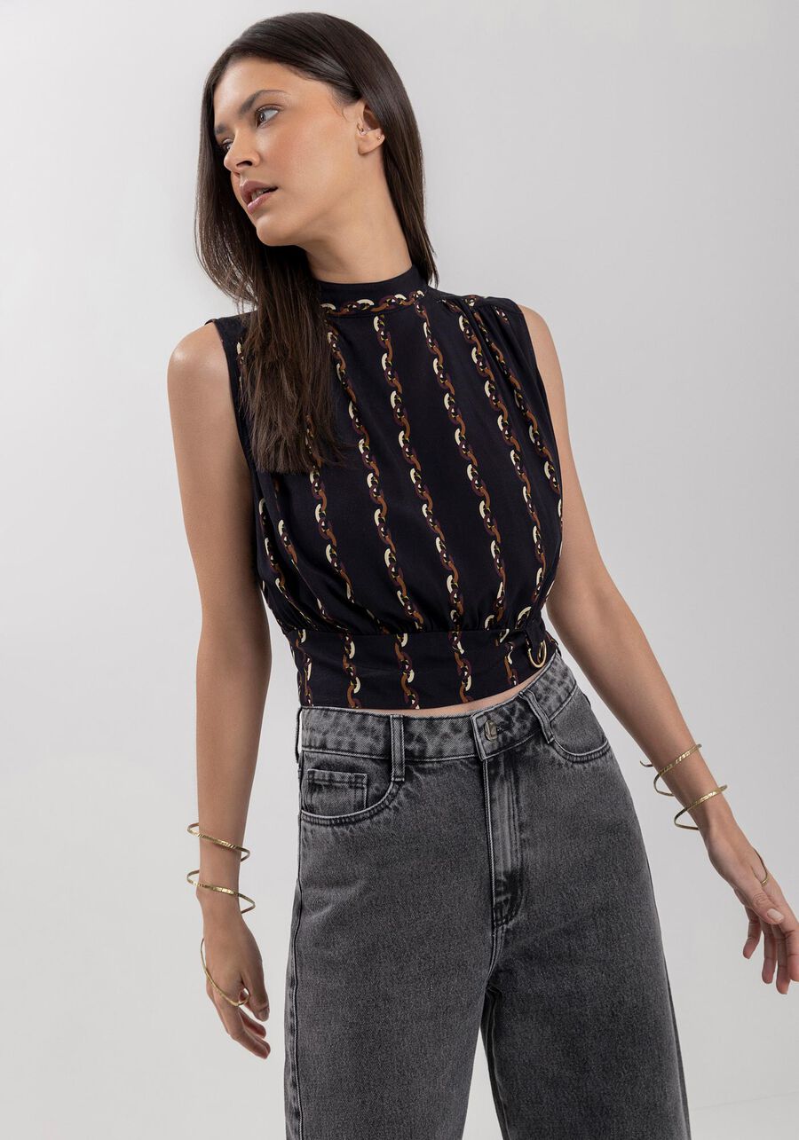 Blusa Nuvvi Cropped Correntes Midnight